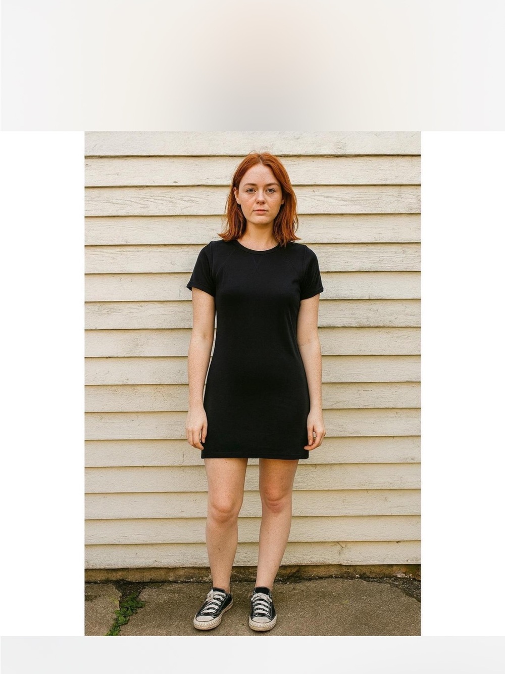 American Giant Black Sort Sleeve Cotton T Shirt Dress M EUC Made in USA